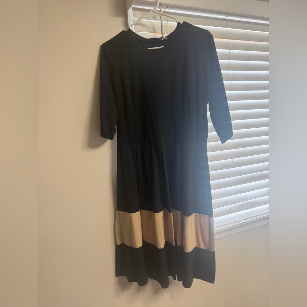 Elegant Black and Tan Dress